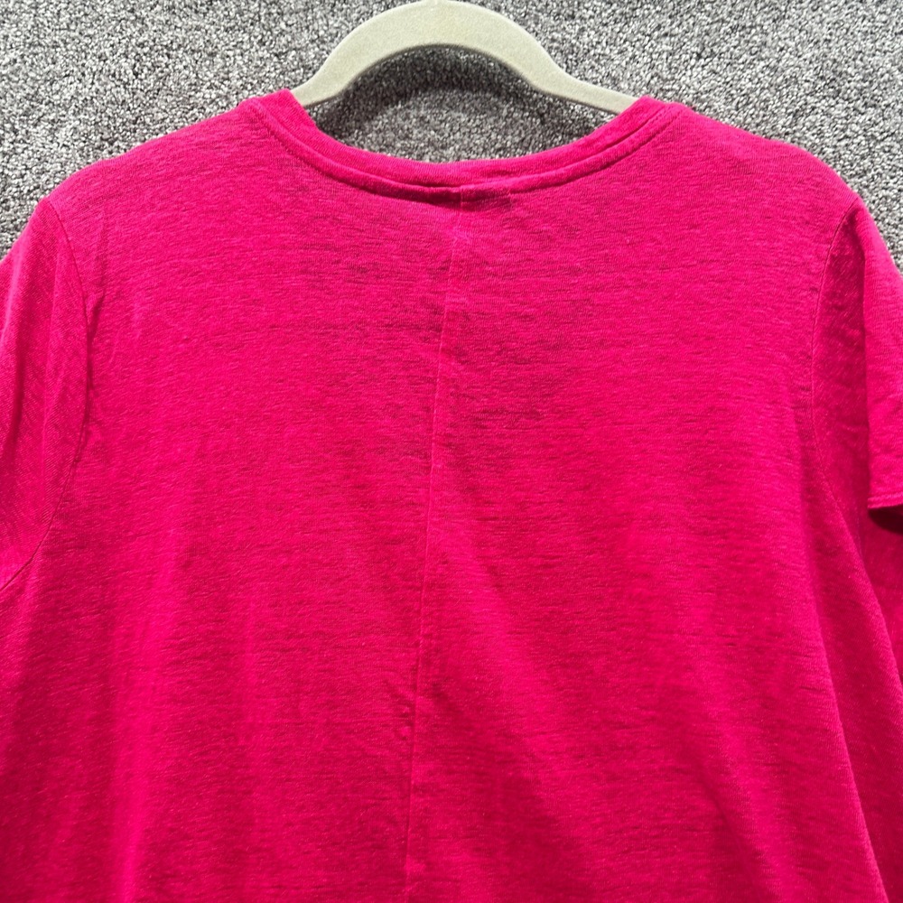 Tahari Blouse Top Women 2X Pink 100% Linen V Neck‎ Short Sleeve T-Shirt - Picture 10 of 11